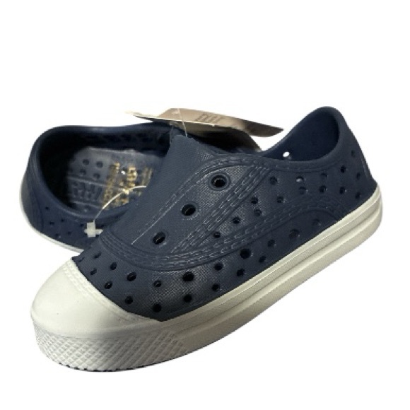 Little me Navy Blue Perforated Slip-On Sneakers baby size 4 - Picture 1 of 5